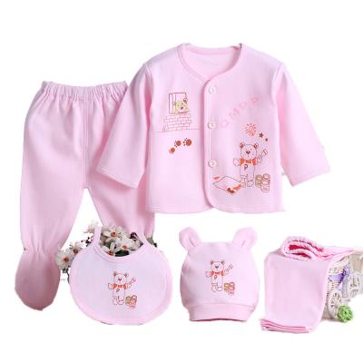 China 2022 Springs 5 Piece Anti-Shrink Clothing Set For Baby Bamboo Sleepwear Infant Baby Gift Set Babies Clothing Sets Infant Clothes for sale