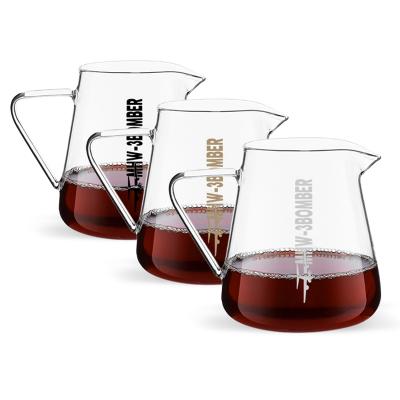 China Sustainable Coffee Sharing Pot 500ml Serving Glass Mug Spill Over Kettle Pointed Mouth Glass Mug Amazon Hot Sale High Quality for sale