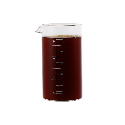 China Sustainable Glass Measuring Beaker Coffee Sharing Pot 500ml Graduated Glass Beaker Mug With Measuring For Coffee, Milk, Juice for sale