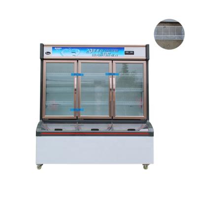 China Double-temperature best price supplier 220v dual temperature display cabinet drinks vegetables meat refrigerator for sale