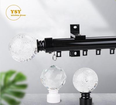 China Durable Heavy Duty H-rail Hand Draw Wireless Cross Curtain Rod Rails With Crystal Head In Technology Fast Track for sale
