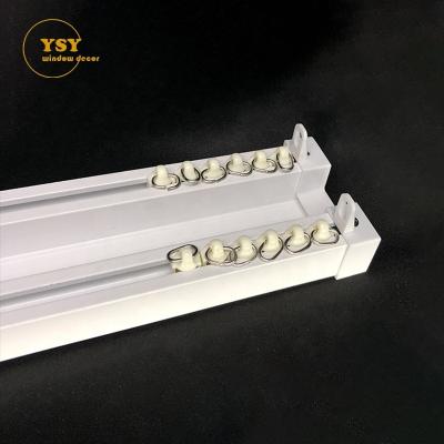 China Wholesale Heavy Duty Aluminum Metal Double Tracks Double Curtain Double Tracks Bracket Free-Bracket Sliding Track Rail For Window Decor for sale