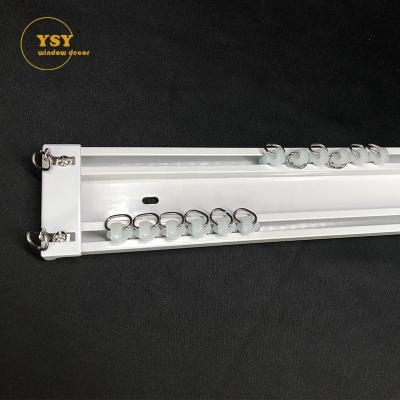 China Free-Bracket Double Silent Curtain Track Rail Wholesale Price Aluminum Alloy Drapery Curtain Track Rails With Gliders Wheel Runners for sale