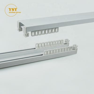 China Factory Wholesale Window Drapery Double Curtain Free-bracket Track Rail Sliding Aluminum Double Curtain Rail Track With Accessories for sale