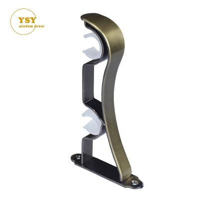 China Wholesale Contemporary Factory Price Iron Metal Curtain Rod Bracket 28/28 mm Double Curtain Bracket Bracket for sale
