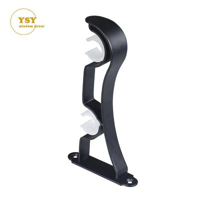 China Factory direct sale black white metal color contemporary curtain rod bracket double wave for sale
