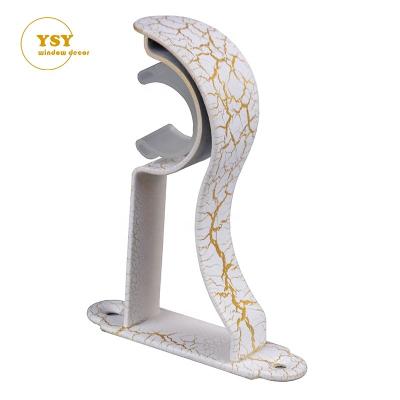 China Contemporary Drapery Hardware Accessories Factory Wood Grain Split Curtain Holder Poles Rods Pipe Rod Curtain Bracket for sale