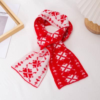 China New Year Winter Kids Cozy Scarf Cotton Knitted Pattern Christmas Baby Boy Girl Scarf for sale
