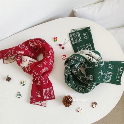 China New Year's New Stylish Medium Autumn Children Neck Warm Cotton Winter Knitted Pattern Christmas Children's Scarves for sale