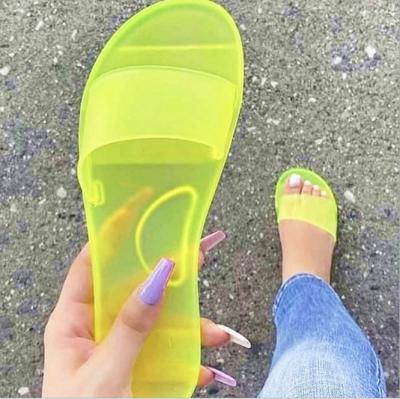 China Anti-slippery women's comfortable flat transparent jelly sandals and slippers freeze sandals ladies freeze slipper for sale