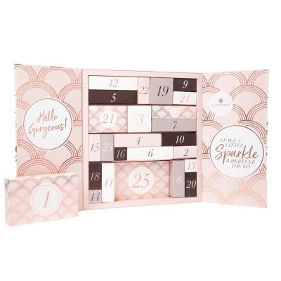 China Recyclable Custom Advent Calendar Empty Luxury Cardboard Paper Gift Beauty Cosmetic Packaging Countdown Drawer Box Christmas Advent for sale