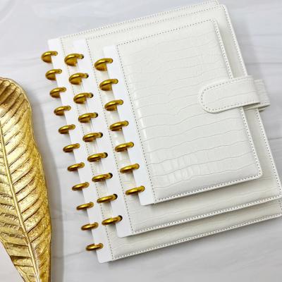 China Spiral Customized A5 Binder leather 6-ring binder crocodile leather texture luxury soft notepad cover paper Disc bound for sale