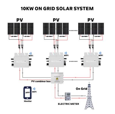 Cina Generazione di energia solare Energia solare 10KW PV Roof Mounting Micro Inverter WiFi On Grid Sistema di energia solare in vendita