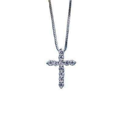 China 2021 New Product 925 Pure White High Carbon Diamond Necklace Simple Design Cross Pendant Necklace For Women Or Men for sale