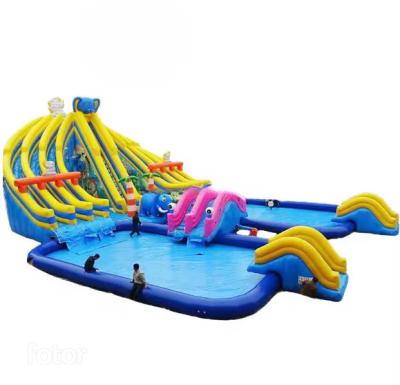 中国 Water Slide Commercial Customized Large Hippo Inflatable Water Slide With Pool 販売のため