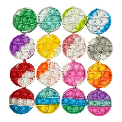 China Simple Silicone Mini Heart Fidget For Stress Bubble Noise Toy Key Chain Sensory Push Relief Shaker Toys for sale