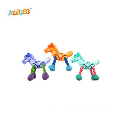 China Top Quality Sustainable Durable Polyester Material Horse Train Dog Tpr Indoor Outdoor Toys for sale