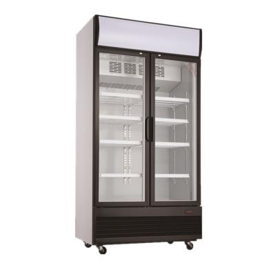 China Single-Temperature 2 Door Soft Drink Display Glass Used Refrigerator for sale