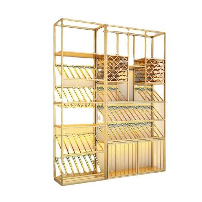 China Supermarket Wine Rack Stainless Steel Foldable Display Rack Wine Rack for sale