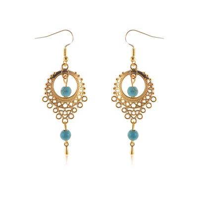 China Retro Fashion Romantic Hot Big Ethnic Style Drop Selling Turquoise Drop Lady Earrings Earings For Women And Men Jewelry for sale