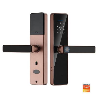 China Fully Automatic Tuya Smart Aluminum Fingerprint Door Home High Security App Tuya WIFI Prison Office Apartment Hotel Lock for sale