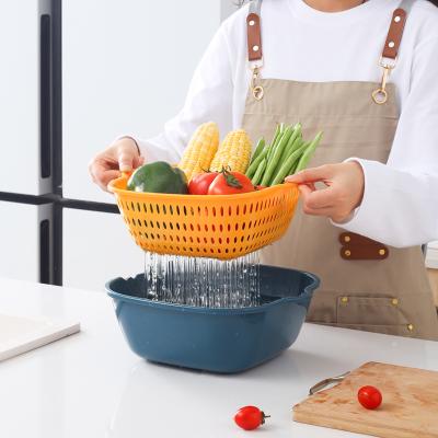 China Sustainable Kitchen Wash Fruit Vegetable Bowl Fridge Container Drain Storage Water Filter Basket for sale