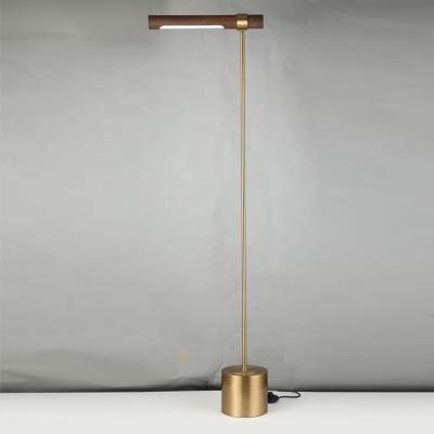 China New Modern Design Led Wooden Gold Easy Bright Modern Minimalist Hotel Floor Lamps For Living Room for sale