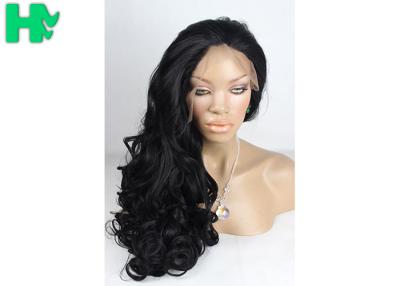 China Peluca de cordón delantera rizada del color negro largo, pelucas sintéticas del cordón lleno para las mujeres negras en venta