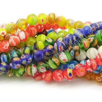 China Crystal Factory Sell Millefiori Glass Beads, 12mm Round Bead For Jewelry Making for sale