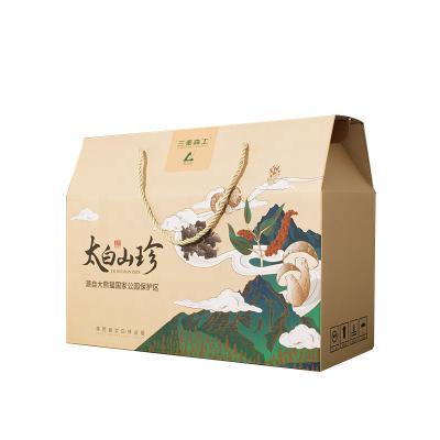China Agricultural Product Foldable Custom Paper Shipping Boxes Corrugated Gift Packaging Paper Box With Hand Rope for sale