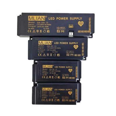 China Plastic shell ac to dc12v/24v Multiple 24w 36w 60w 100w led driver adapter cabinet wardrobe closet light switching power supply for sale