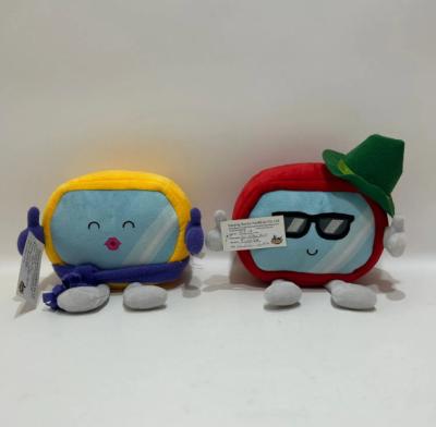China Customizable 14cm Red And Yellow Cable Car Mascot Plush Dolls for sale