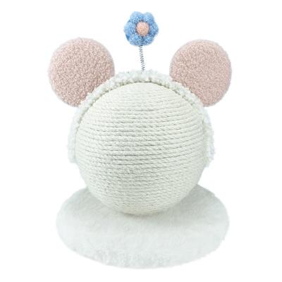 China 0.336m 1.08ft Pet Plush Toys Pink Hair Cat Scratching Ball Hemp Rope Filled EMC for sale