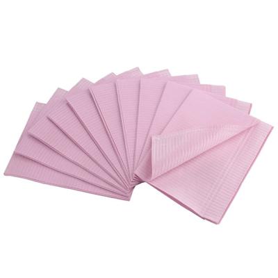 China Waterproof Pink Disposable Consumable 3ply Scarf Apron Dental Bib for sale