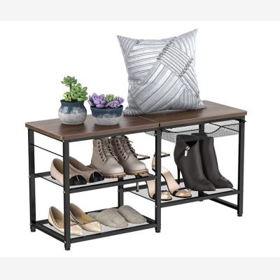 China (Others) Hot Sale 3 Row Adjustable Shoe Rack Bench Entrance Hallway Metal Shoe Rack Designs for sale