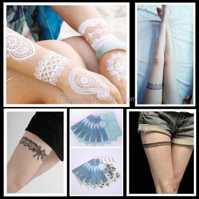 China Temporary White Black White Tattoo Lace Henna Tattoo For Wedding for sale