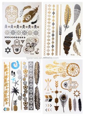 China Temporary Custom Body Gold Silver Foil Metallic Flash Tattoos for sale