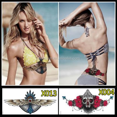 China Temporary Removable Waterproof Temporary Fake Tattoo Girl Chest Tattoo Waist / Back Tattoo for sale