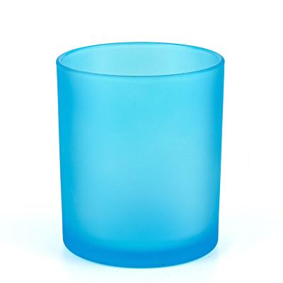 China Home Decoration Matte Color Glass Jar For Candle Holders With Wooden Lid Colorful Empty Candle Jars for sale
