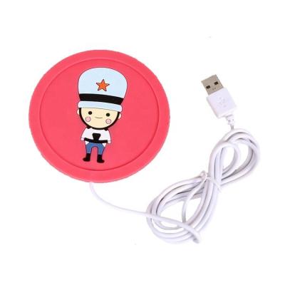 China USB Electric Heating Coaster Coffee warmer pad Mini Cartoon heat Silicone heater Coasters coffee heating pad for sale