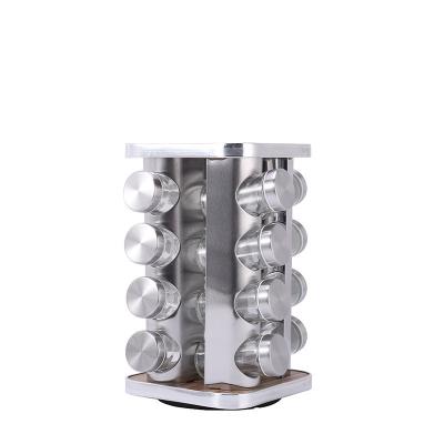 China Kitchen Rotating Spice Rack Countertop Bamboo Revolving Spice Rack Custom Metal For Storage 20 Spice Jars for sale