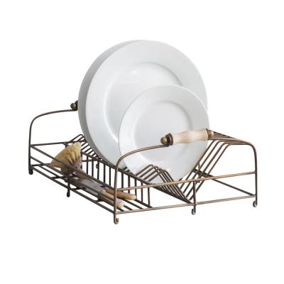China Retro Sustainable British Iron Wire Portable Kitchen Dish Drying Rack Basket for sale