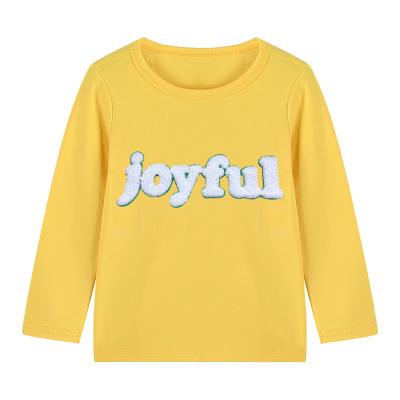 China High Quality Children's Wear Breathable Solid Color 100% Cotton T-shirt Children's Boys And Girls O Neck Long Sleeve T-shirt for sale