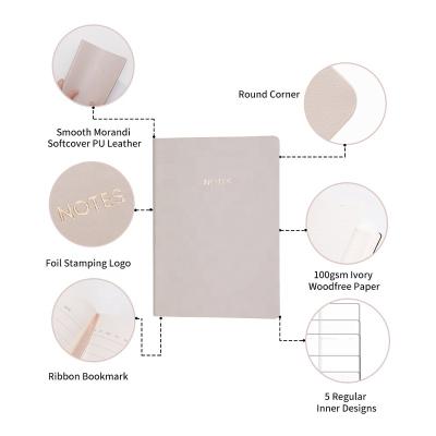 China Ready Softcover to ship Morandi A5 Sewing Dot Grid Journal Notebook Leather made to order for sale