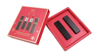 China Caja de empaquetado cosmética del lustre del labio de la barra de labios que graba en relieve la laminación brillante en venta