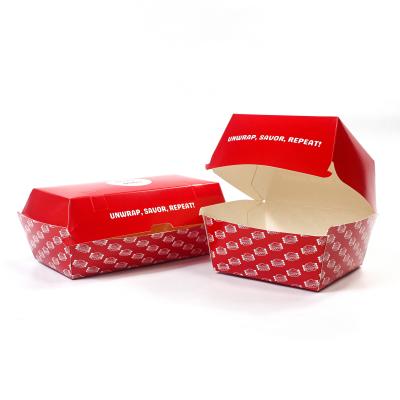 China Disposable Kraft Paper Fast Food Burger Packaging Box With Varnishing Printing à venda