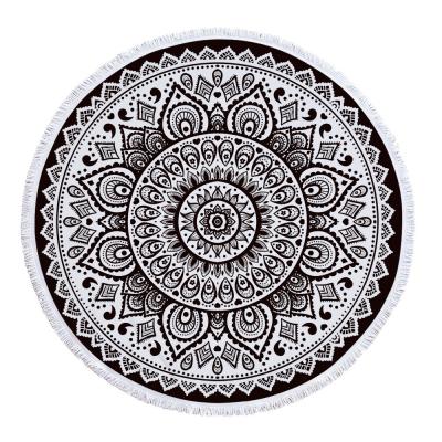 China Custom Printing Turkish Microfiber Round Beach Mat Microfiber Beach Towel for sale