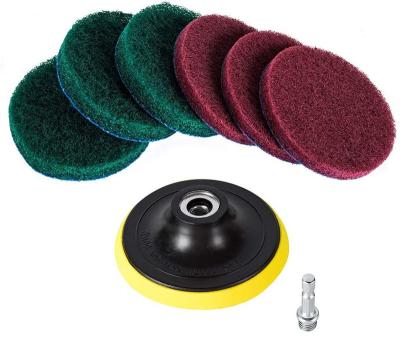 China Sustainable Aluminum Oxide Material Non Woven Nylon Hand Cleaning Pad Nylon Scouring Pads Round For Kitchen for sale