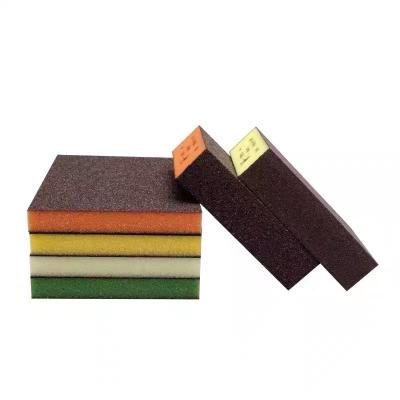 China Grinding/polishing/rust removal/cleaning Wet Dry Flexible Angled Hand Sander Polishing SIA Sanding Sponge Block Aluminum Oxide Double-sided Sponge for sale