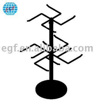 China 2 rows & Countertops & rotation & KD 2 Tier Counter Rotating Metal Hook Display Stand With Weighted Base for sale